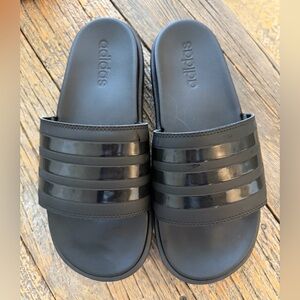 Adidas Black Slide Platform Sandals Sz 10